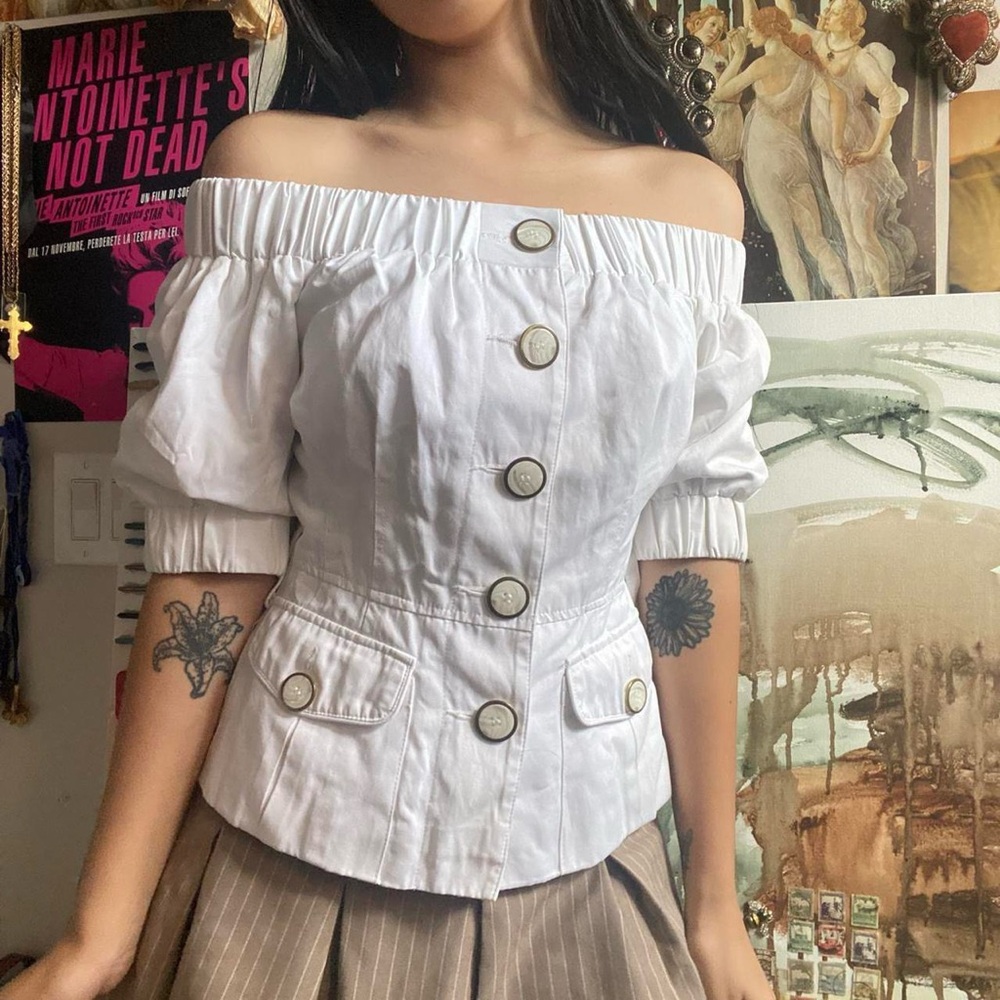 BEBE OFF THE SHOULDER TOP